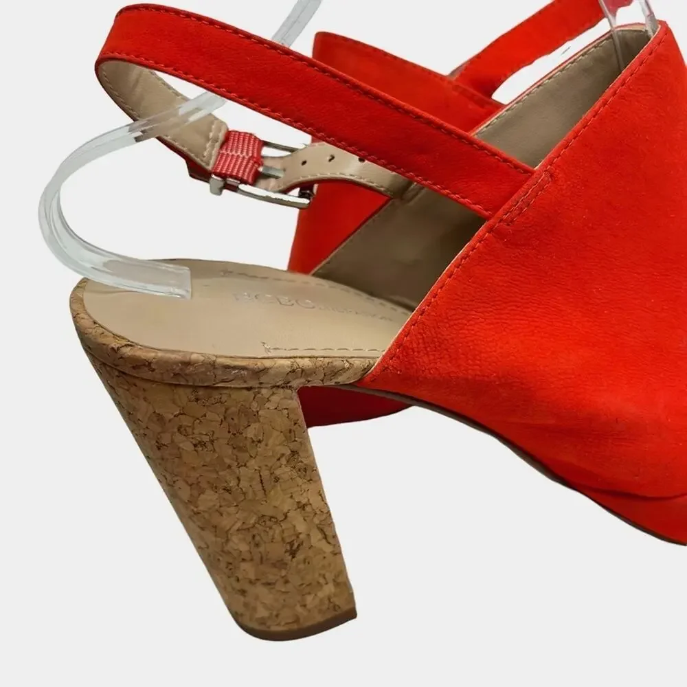 BCBGENERATION BCBG GENERATION Loriah X Bright Orange Red Block Heels Sandals 9.5